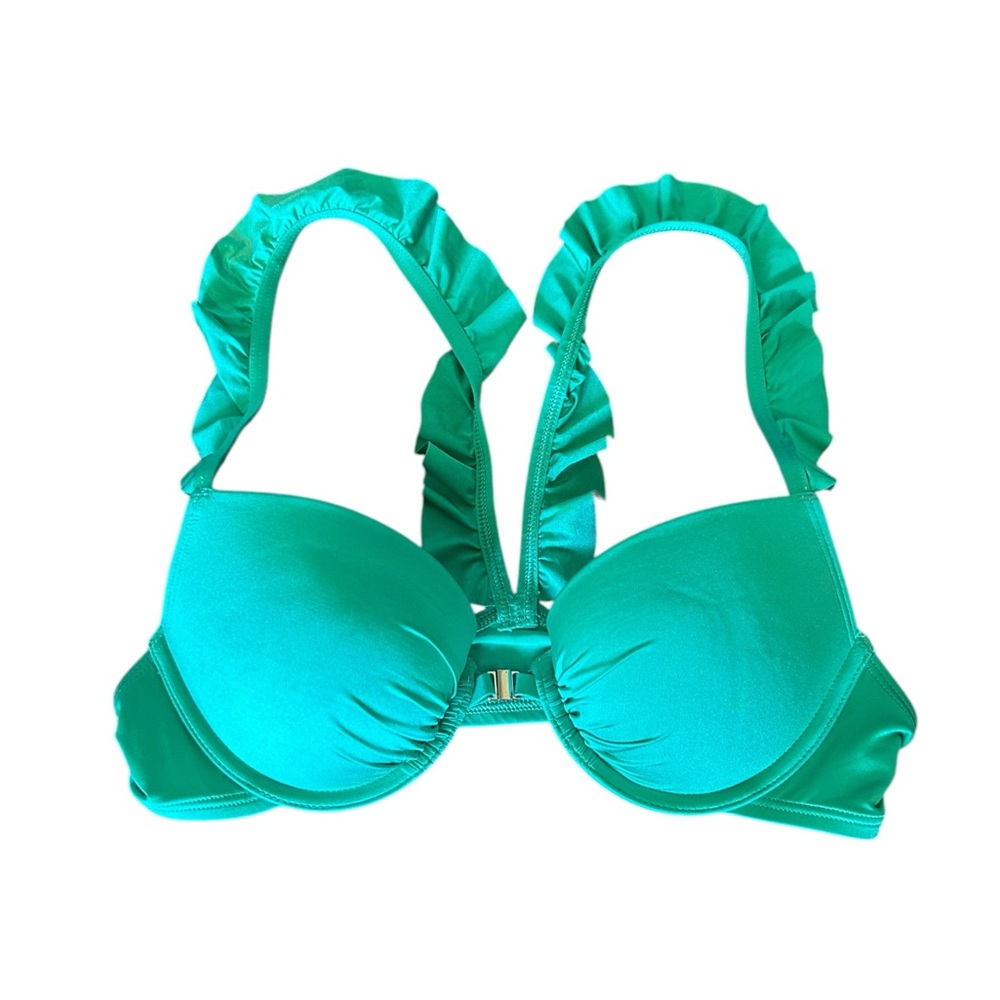 Ruffled Teal Bikini Top